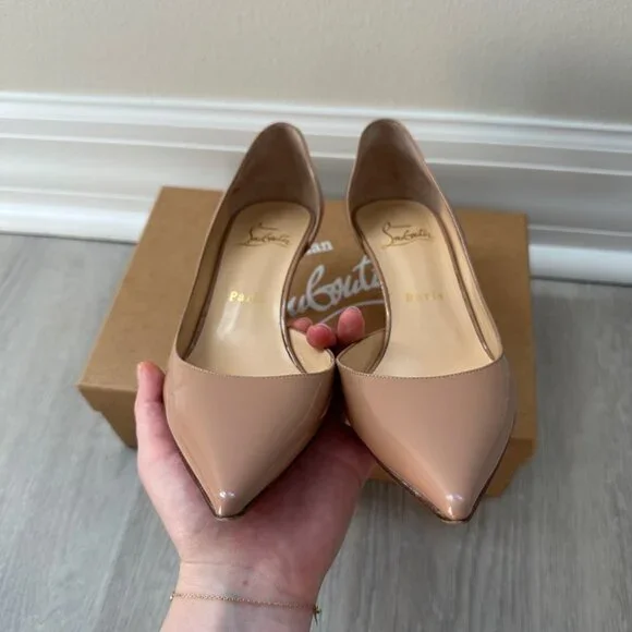 Christian Louboutin D'orsay Patent Nude Iriza 70mm Heels - Picture 7 of 9